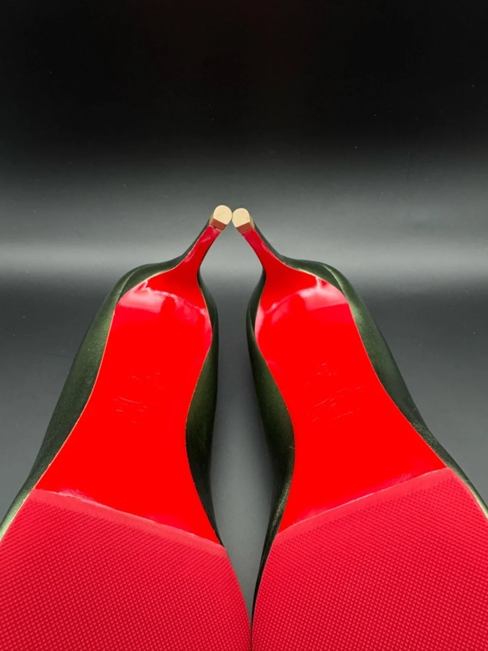 Christian Louboutin Kate 100 Metallic Green Forest Pumps Heels EU 37 - Picture 8 of 13